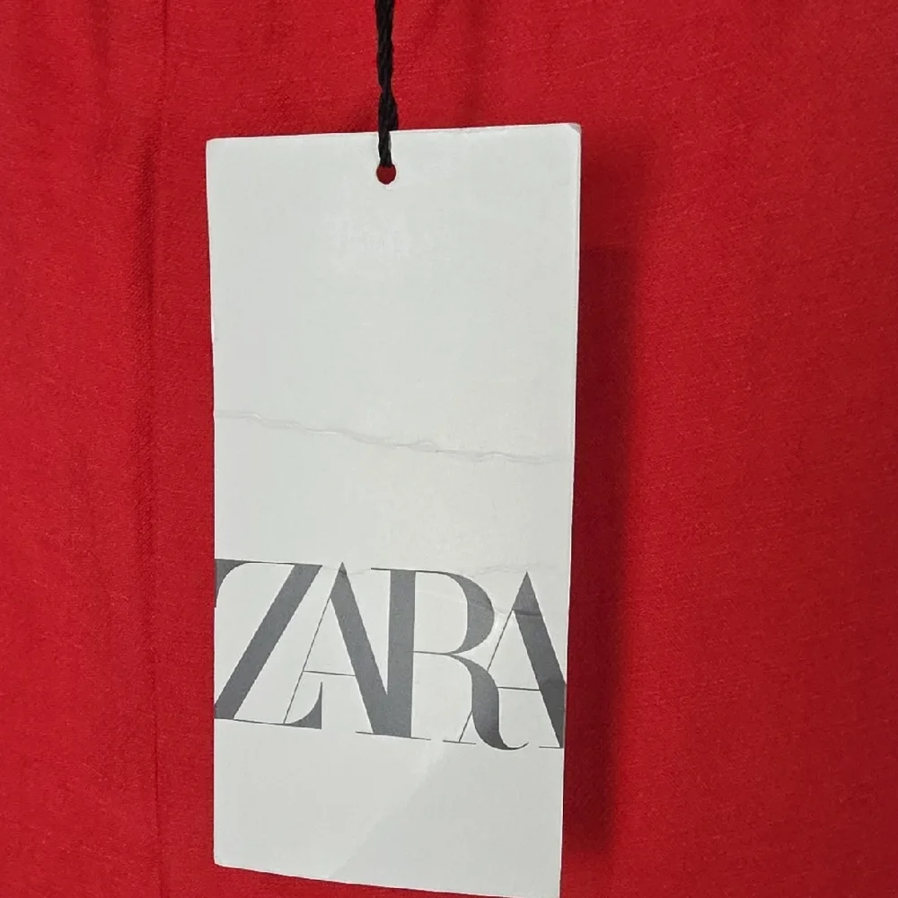 NEW ZARA red pull on wide leg pants womens size xs 26x32